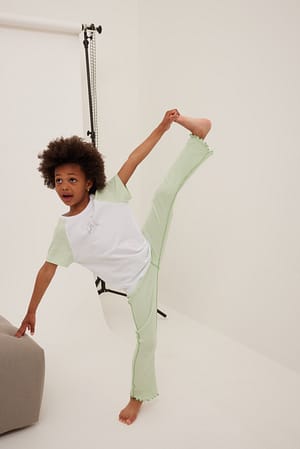 White/green Contrasterende T-shirt