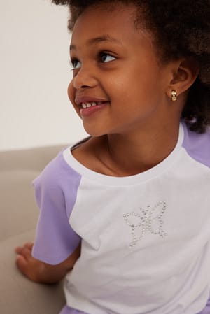 White/Lilac Contrasterende T-shirt