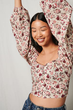 Flower Print Corset Blouse