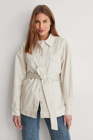 Light Beige Økologisk bomullsjakke med belte
