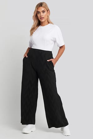 Black Creased Effect Loose Fit Pants