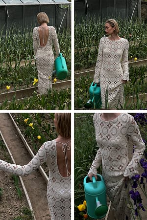 Light Beige Gestricktes Maxikleid