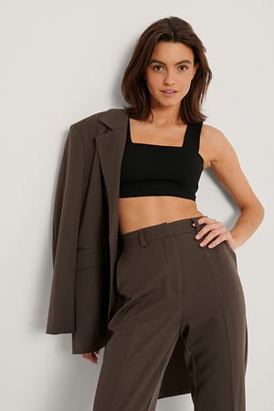 Black Cropped Bodycon Top