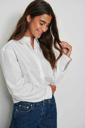 White Katoenen crop shirt