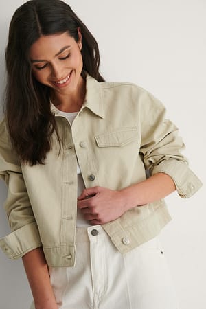 Light Khaki Cropped denim jack