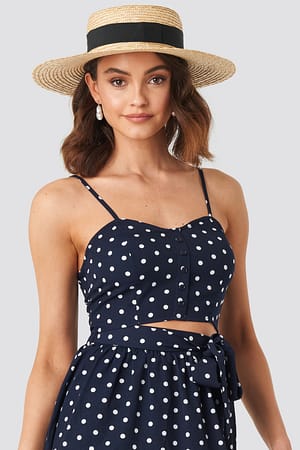 Blue/White Cropped Dot Top