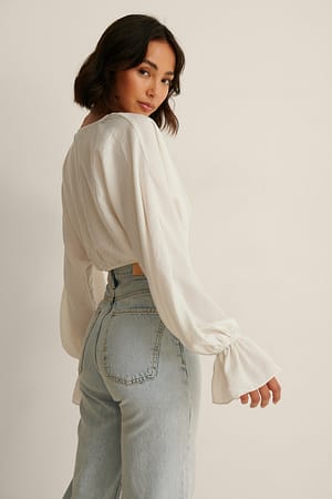 White Kurze fließende Bluse