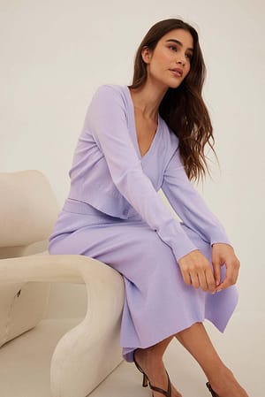 Light Lilac Kurze Strickjacke