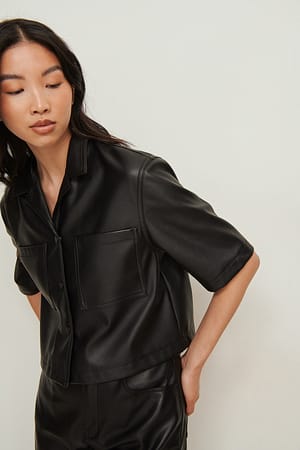 Black Haut Court En Faux Cuir