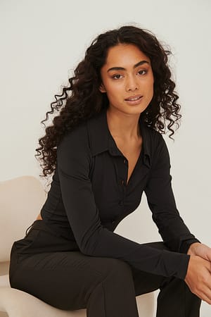 Black Cropped Slinky Cardigan