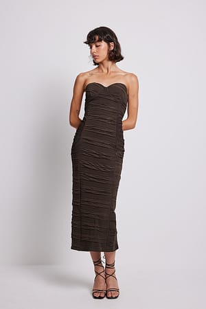 Dark Brown Cup Tube Midi Dress