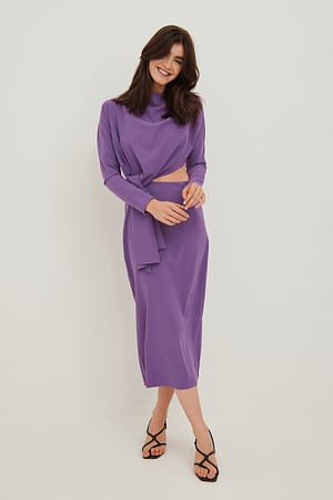 Purple Midi-Wickelkleid mit Cut-outs