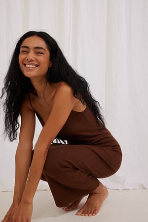 Brown Cut Out Detail Knitted Midi Dress