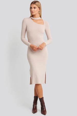 Violet Cut Out Ribbed Midi Dress