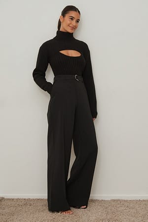 Black D-Ring Belt Pants
