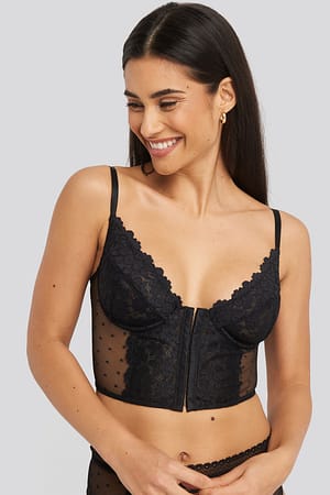 Black Delicate Lace Bustier