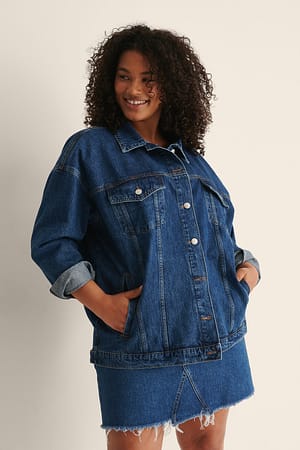 Mid Blue Denim Oversized Jacket