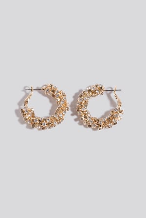 Gold Diamant Detailed Hoop Earrings