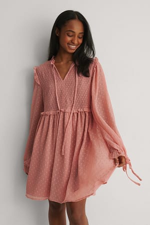 Dark Pink Dobby Mini Dress