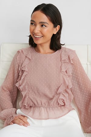 Dusty Pink Bluse Mit Rüschendetail