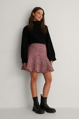 Red/White Tweed Rok