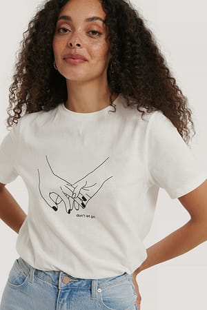 Off White T-Shirt À Motifs