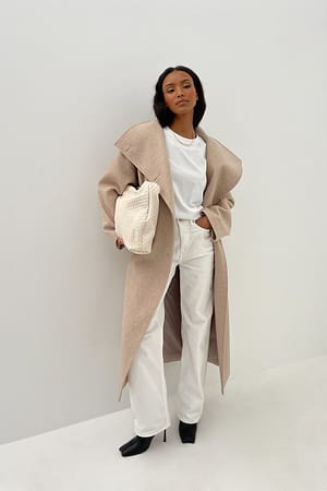 Light Beige Dubbelknäppt kappa