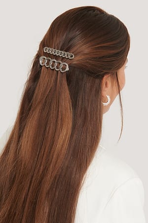 Silver Double Pack Chain Hairclips