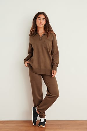 Brown Pantalon de jogging en maille avec cordon de serrage