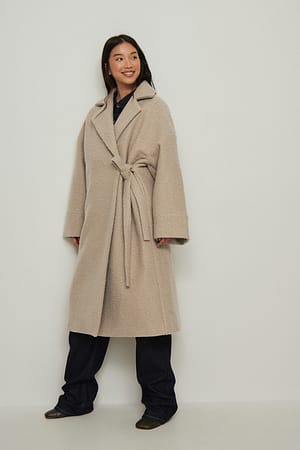 Beige Dropped Shoulder Coat