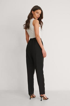 Black Elastic Waist Seamline Pants