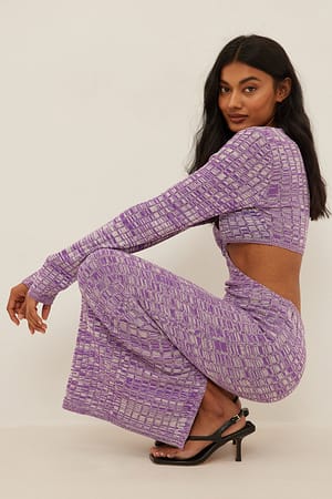 Lilac Fijn gebreide maxi-jurk met cut-out