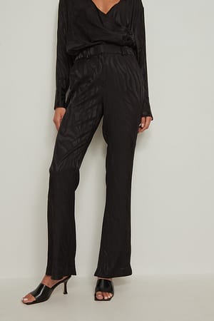 Black Pantalon évasé jacquard zébré