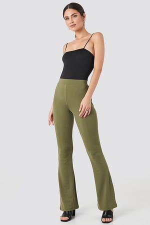 Khaki Flared Leggings