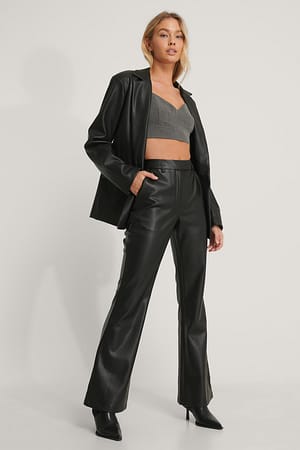 Black Flared PU Pants