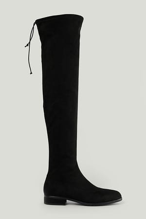 Black Flat Overknee Boots