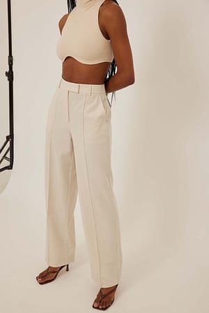 Light Beige Flowy Suit Pants