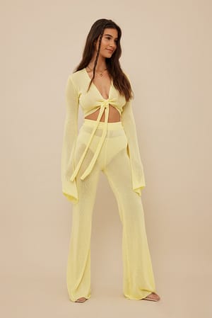 Pastel Yellow Pantalon en maille