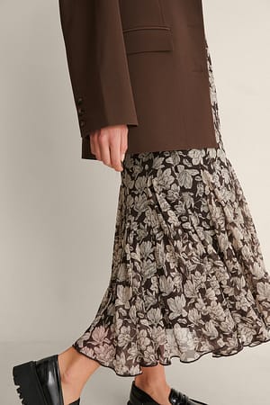 Graphic Magnolia Flowy Midi Skirt