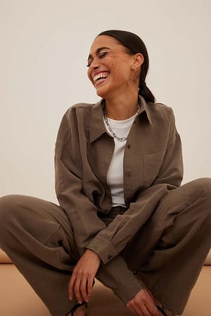 Soft Brown Flowy Modal Shirt