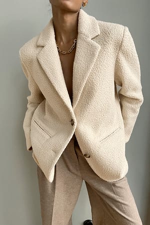 Beige Fluffy Blazer