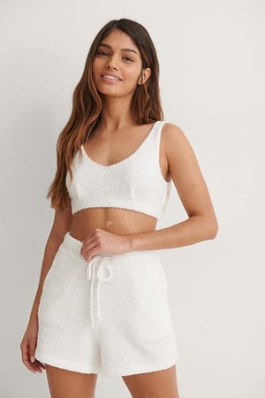 Offwhite Fluffy Knitted Bralette