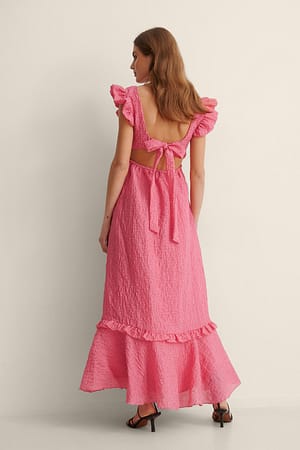 Pinkazalea Maxi-Jurk Met Ruches