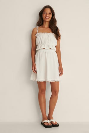 White Frill Mini Skirt