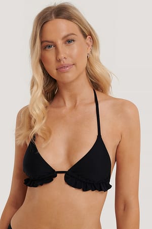 Black Frill Triangle Bikini Top