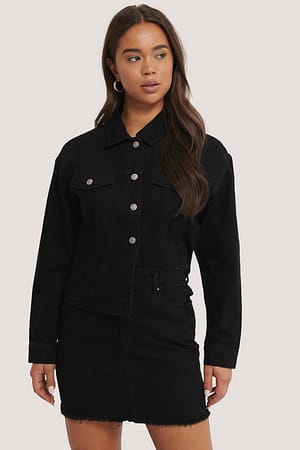 Black Minikjol I Denim Med Fransar