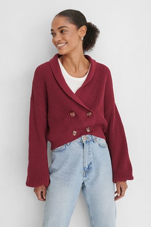 Red Cardigan tricot recyclé