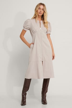 Beige Midikleid