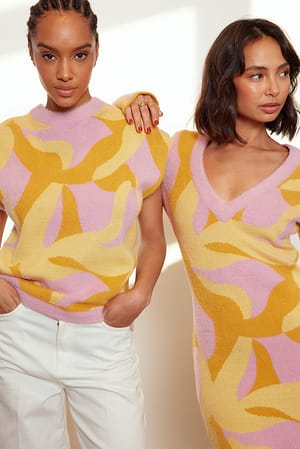 Orange Mix Gebreide mini-jurk