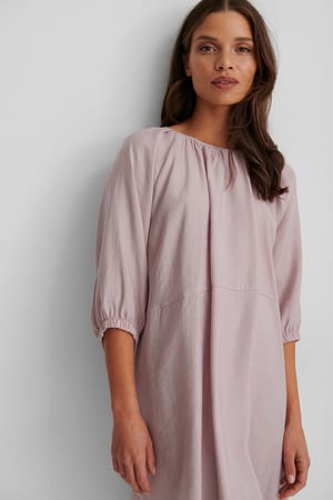 Mauve Minikjole med rynket hals